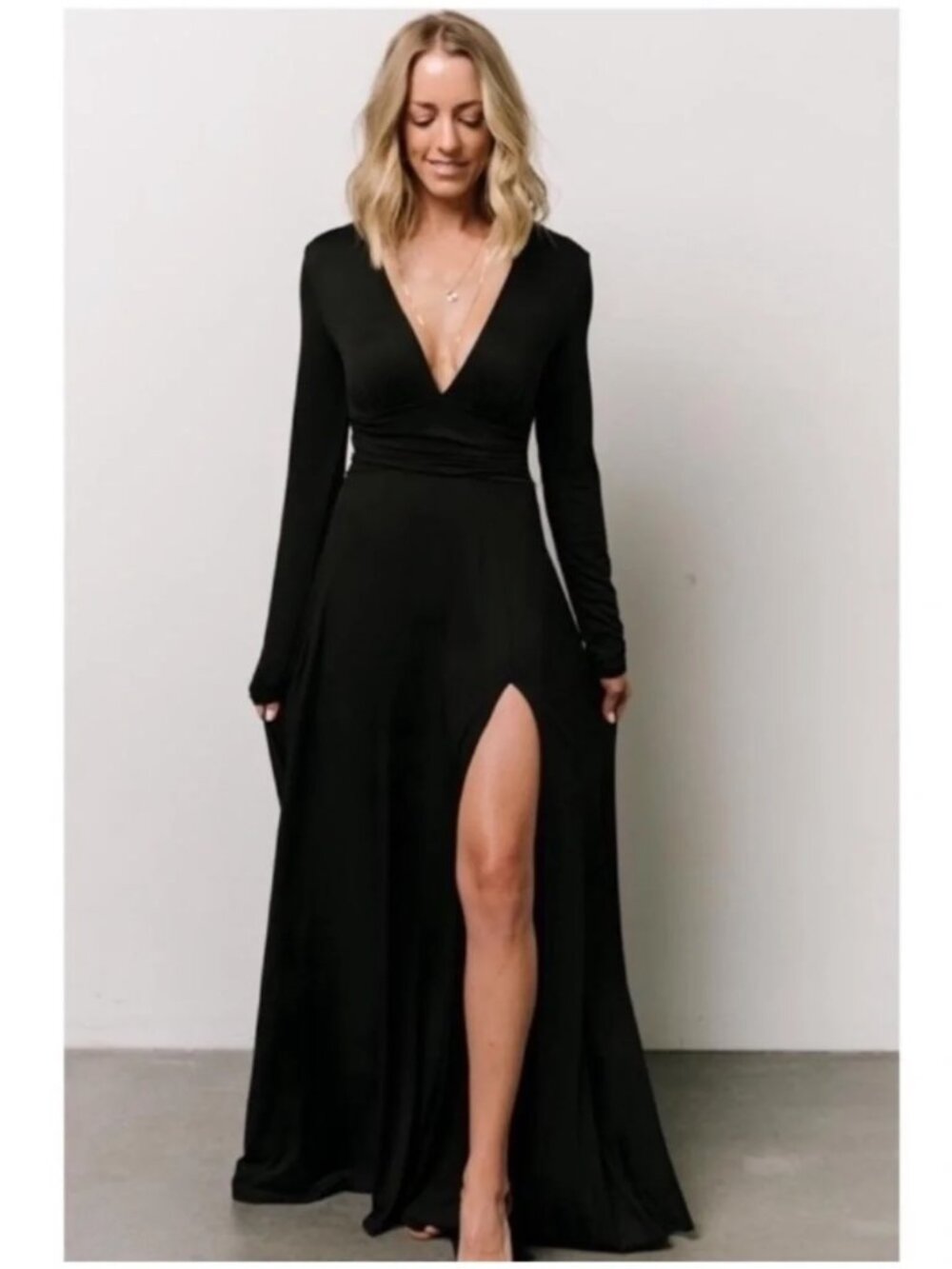 Baltic Born Black Ariana Dress Plunging Neckline | Size L